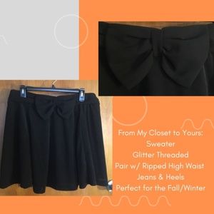 Black Bow Skater Skirt